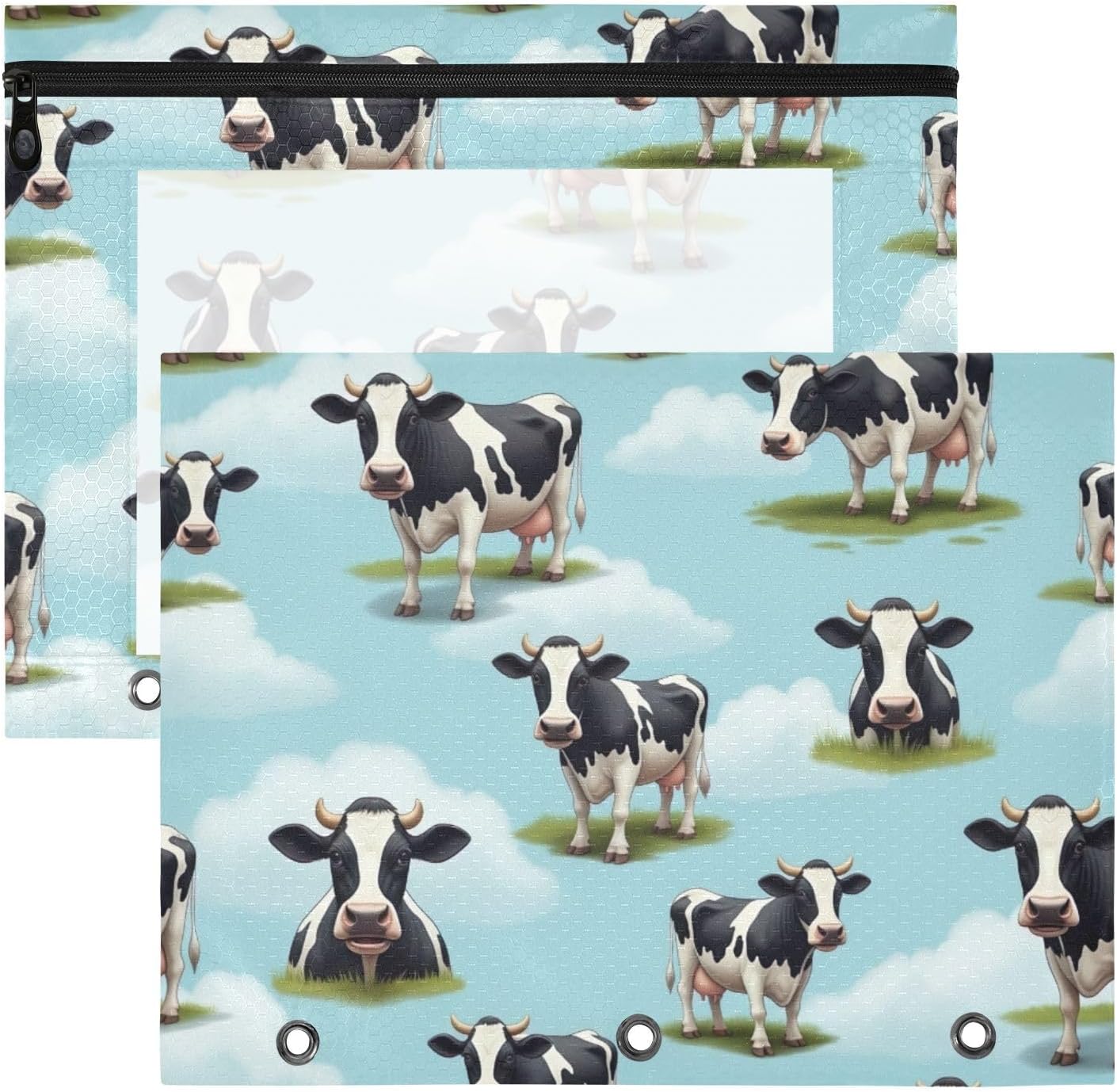 Cows Blue Clear School Supplies Pencil Bag