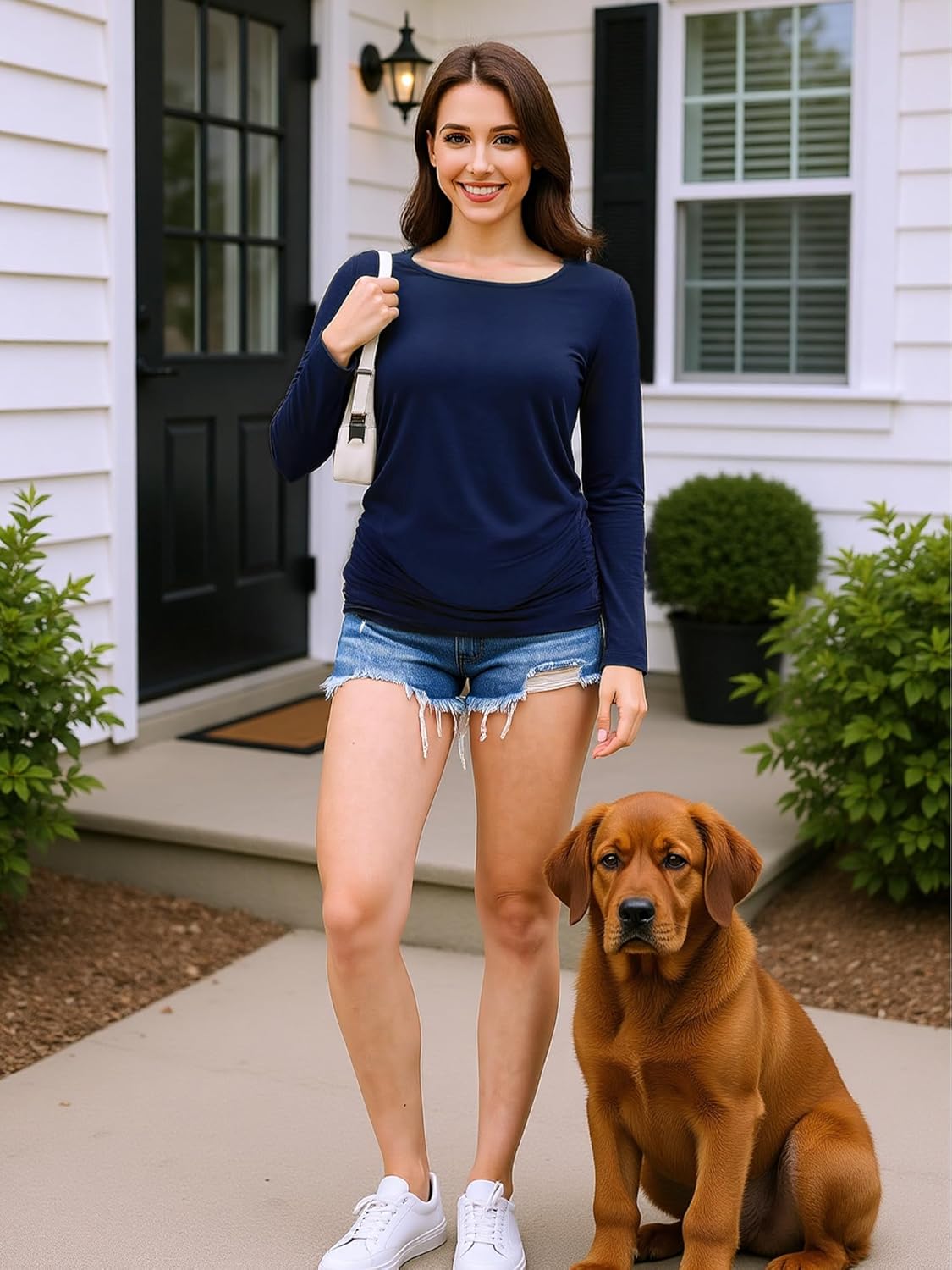 Maternity Shirts Long Sleeve Pregnancy Top for Women with Crew Neck Casual Tee Shirts - Image 6