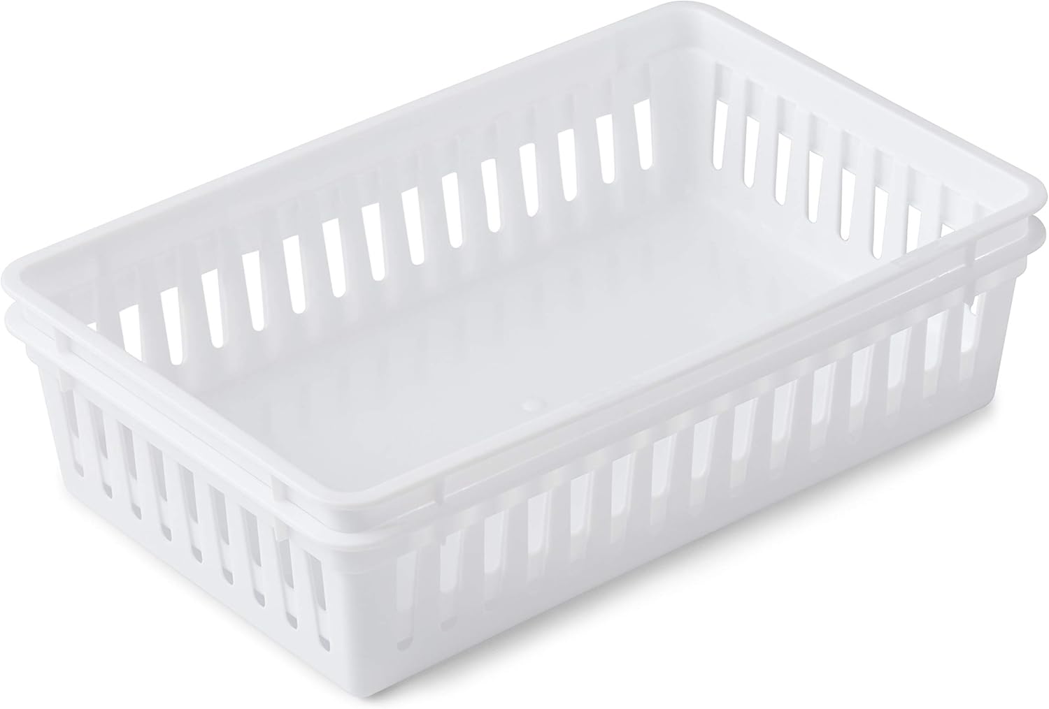 Tribello Plastic Bin Baskets for Organizing, White Storage Tray, Rectangle 9 x 6 x 2 - Pack of 4 - Made in USA - Image 4