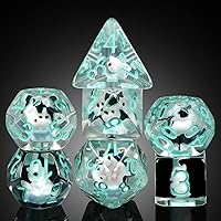 Vista 16 de Juego de dados de juego D&D de White Cat Gaming, DNDND 7 piezas de dados de resina DND con bolsa de terciopelo para juegos de rol y juegos de mesa