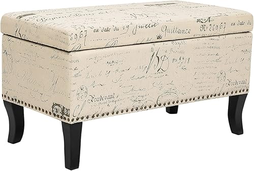 Joveco Banco otomano de almacenamiento de 31.9 pulgadas, con patrón de tela, cofres rectangulares para juguetes para sala de estar, dormitorio,