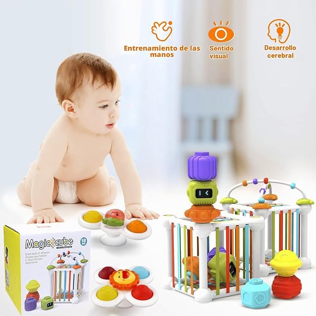 Foto 4 de 6 de morkka Cubo Sensorial 12 Piezas con Ventosas y Laberinto de Bolas
