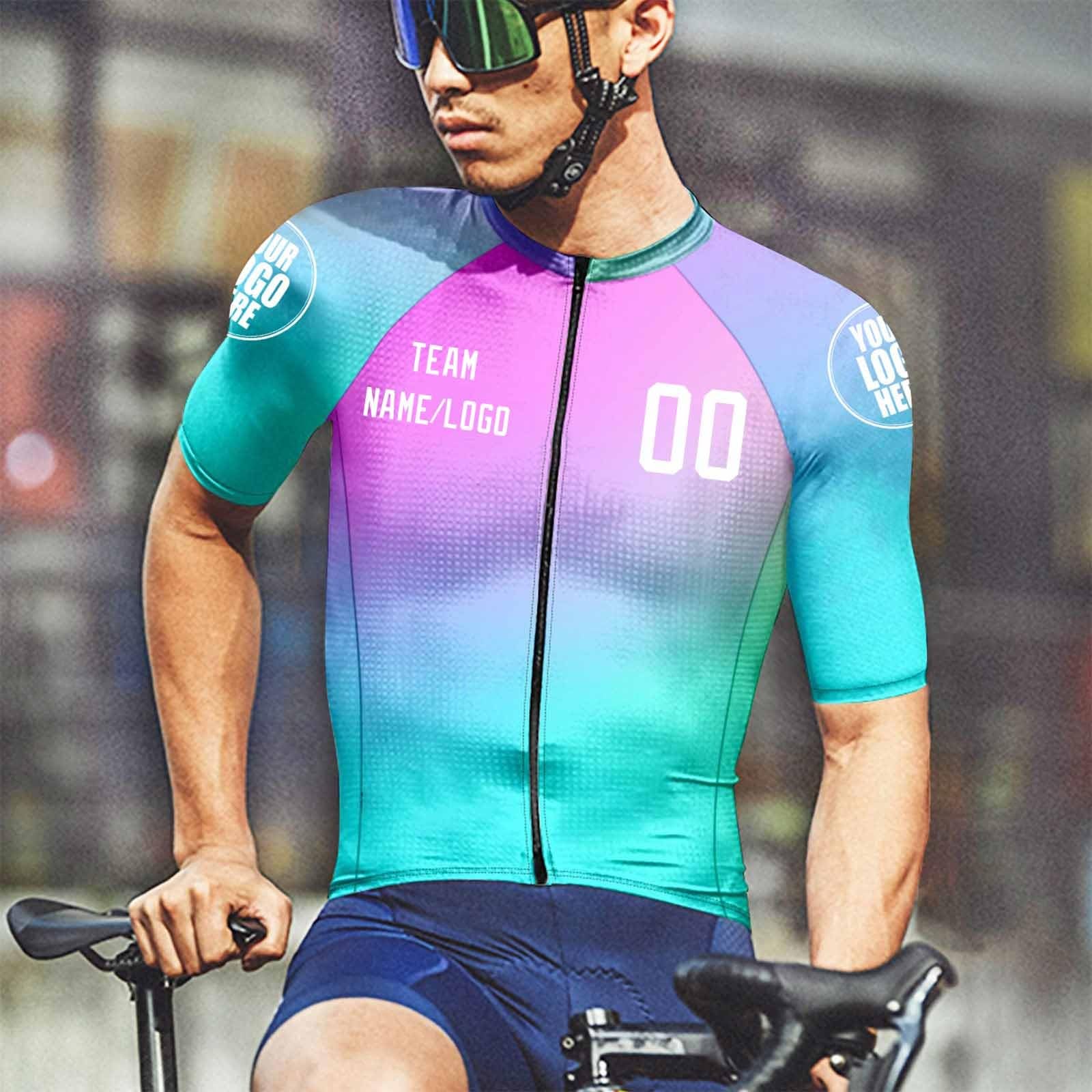 Maillots de Cyclisme pour Hommes et Femmes, Manches Courtes, Fermeture éclair complète avec Poches, nom d'équipe personnalisé, Logo de Votre nom, vêtements de Cyclisme, Maillot de vélo