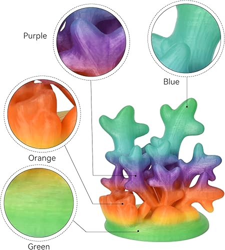 Miniatura 7 de TECSONAR Crystal Rainbow - Paquete de filamentos para impresora 3D de ácido poliláctico (PLA), 10 rollos, carrete de 2.2 libras, filamento degradado