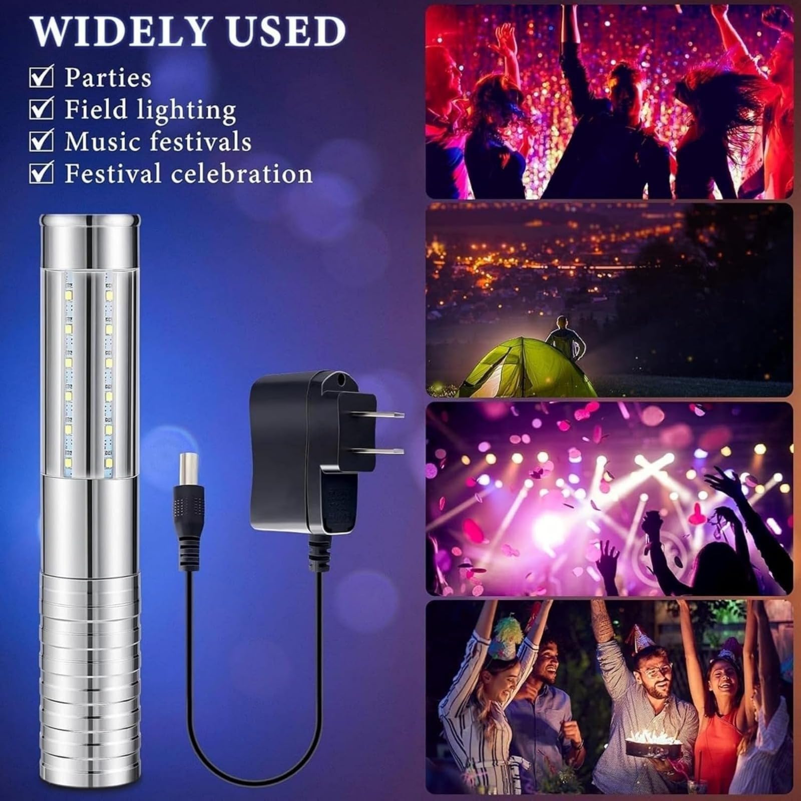 Nuovo modello - Set di 2 luci LED per bottiglia stick stroboscopico e luminosi ricaricabili per bottiglie di champagne, bar, club, feste, compleanni, matrimoni, eventi