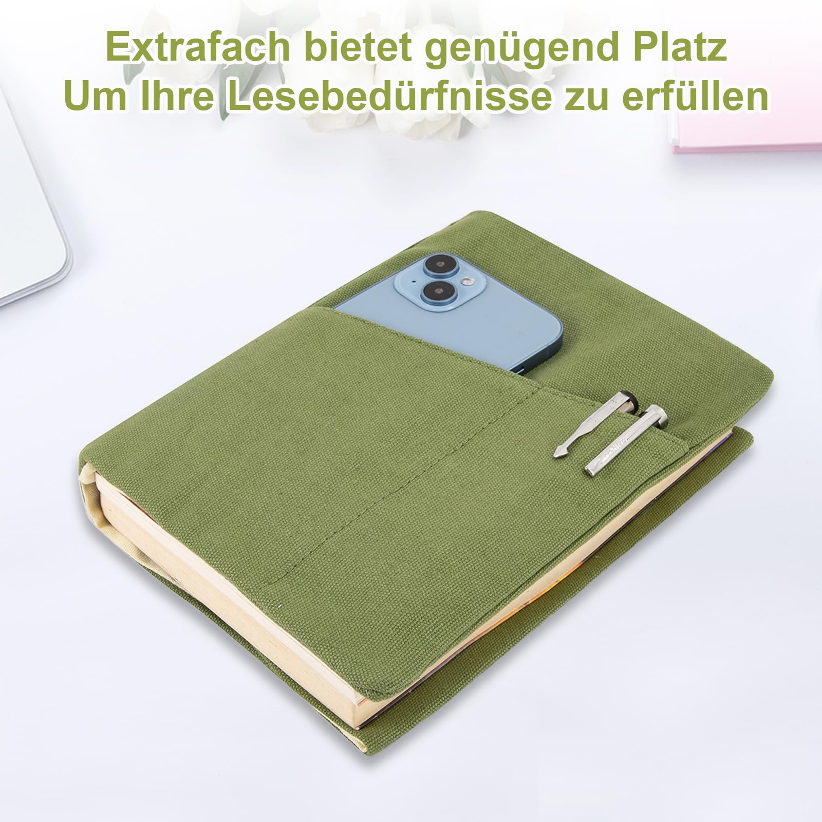 craspire Boekomslag, geschikt voor maat A5, 8,3 x 6,3 inch, zachte satijnen stof, roze rozenbloem, wasbare boekhoes, bladwijzer, hardcover, paperback, zachte cover, boekenbescherming voor
