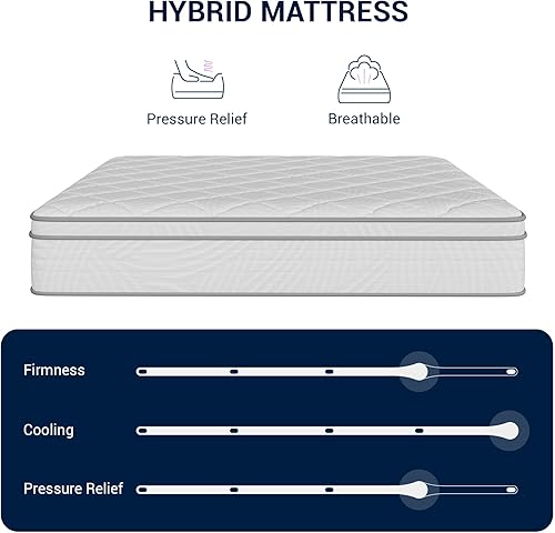 Miniatura 7 de Avenco Colchón individual de 10 pulgadas, resortes embolsados individuales para aislamiento de movimiento y espuma cómoda para alivio de presión