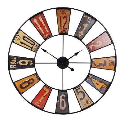 Home Deco Factory Horloge Murale Industrielle en Métal 80 cm Multicolore