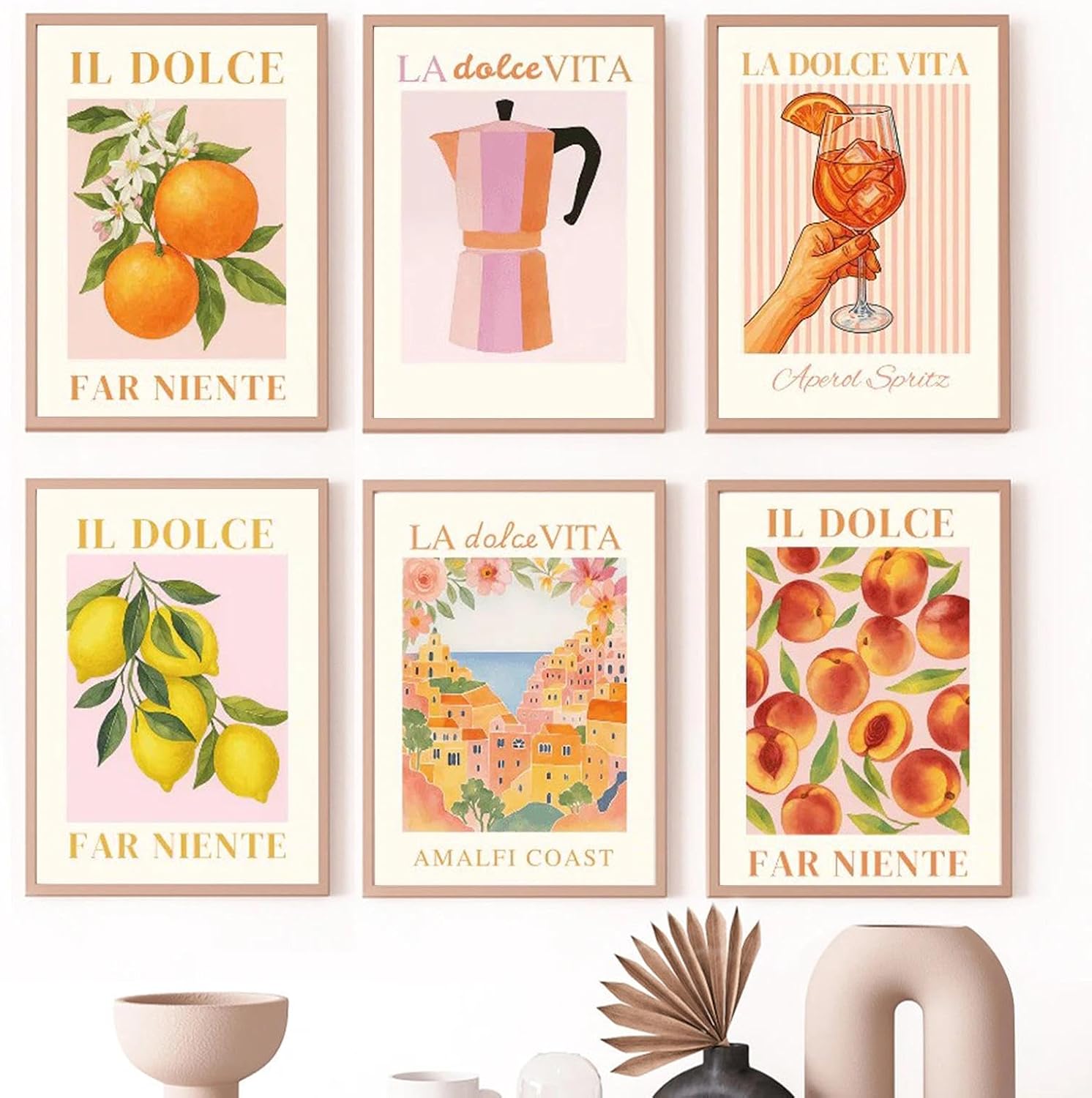 YALKIN 6 Pack Paint by Numbers for Adults, 8x12 Inch Italian Summer Retro DIY Acrylic Painting by Number Kits for Beginners, Canvas Art Crafts with Brushes & Paints for Relaxing Home Wall Decor Gift