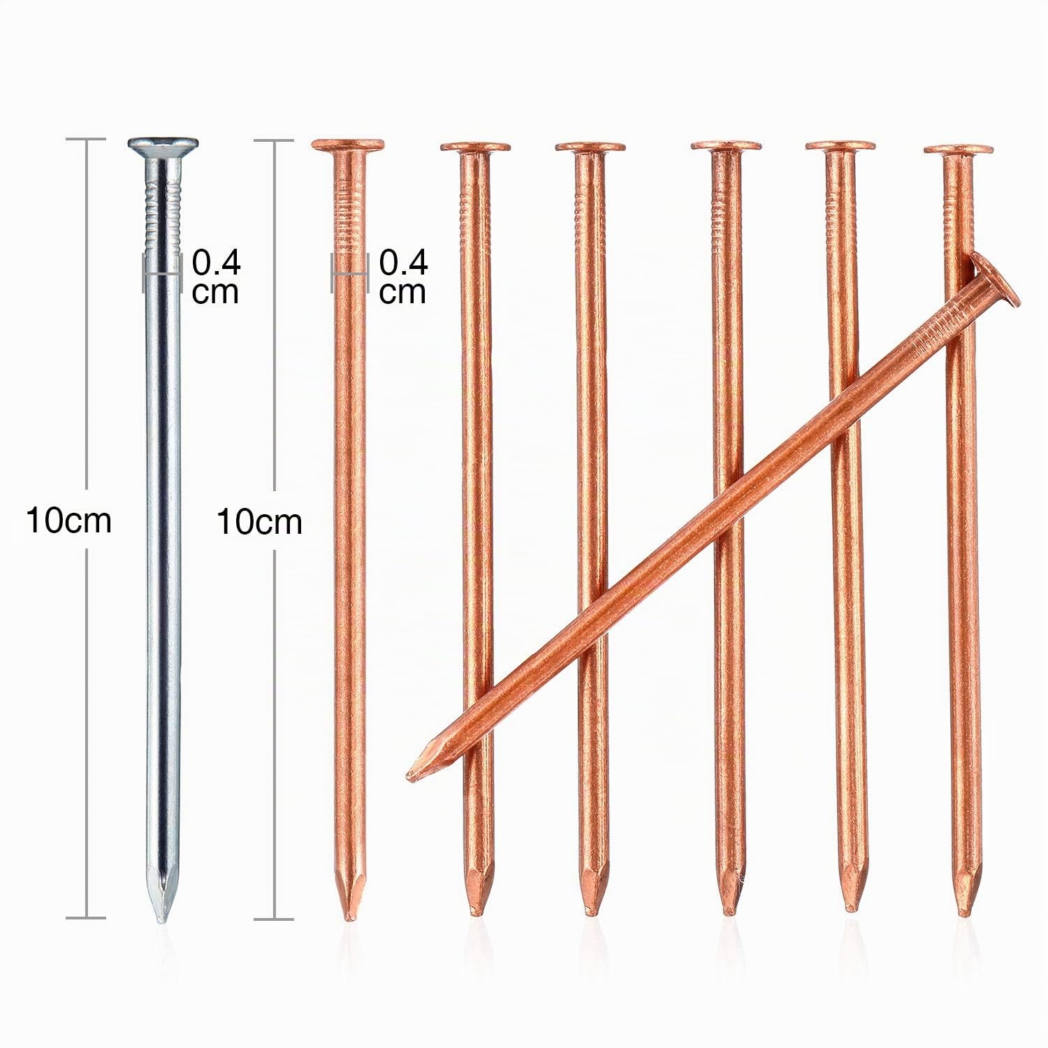 100 mm, 12 Stück, Kupfernägel, lang, zum Töten von Bäumen, Entfernen von Baumstümpfen mit 10,2 cm (4 Zoll) Nägel aus Stahl, Aufbewahrungsbox im Lieferumfang enthalten