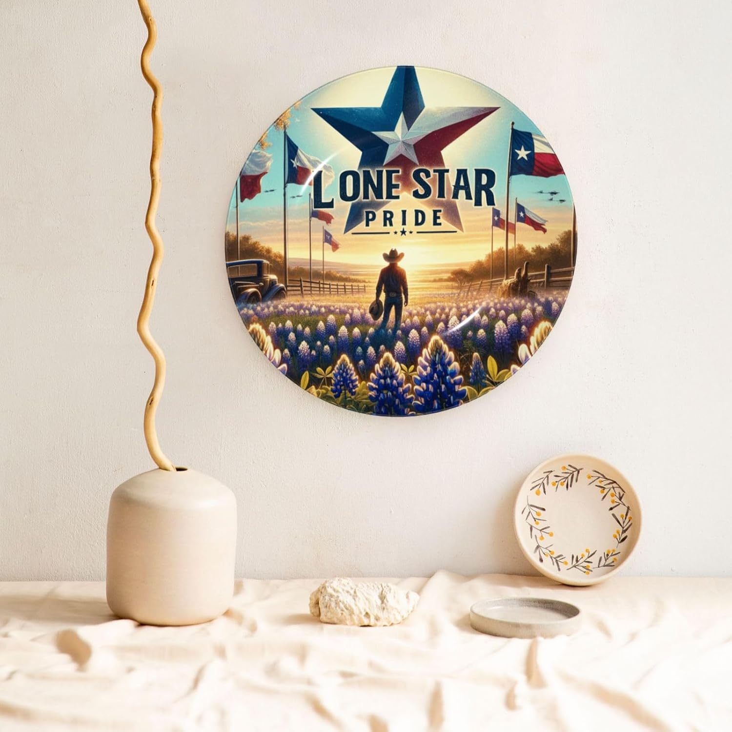 Texas-Pride-Star 10 Inch Decorative Plate With Stand, Elegant Display Wall Plate For Home Decor