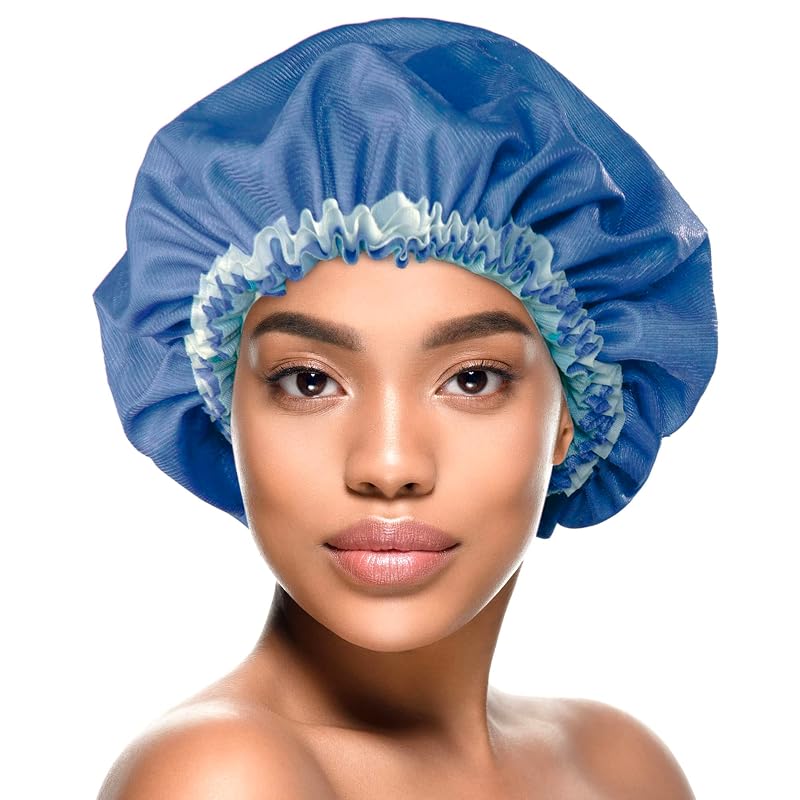 Touca de cetim DONNA com estampa floral Royal Blue