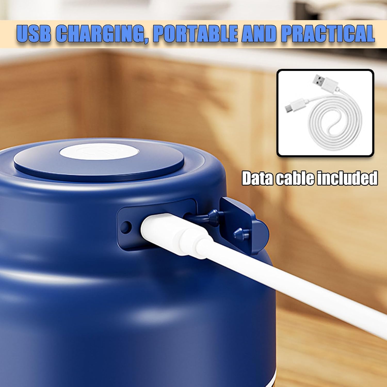 2026 New Household Electric Garlic Crusher, Rechargeable Mini Food Chopper with USB Cable, Strong Battery Life, One-Touch Operation for Chopping Garlic, Onion (Blue, L)