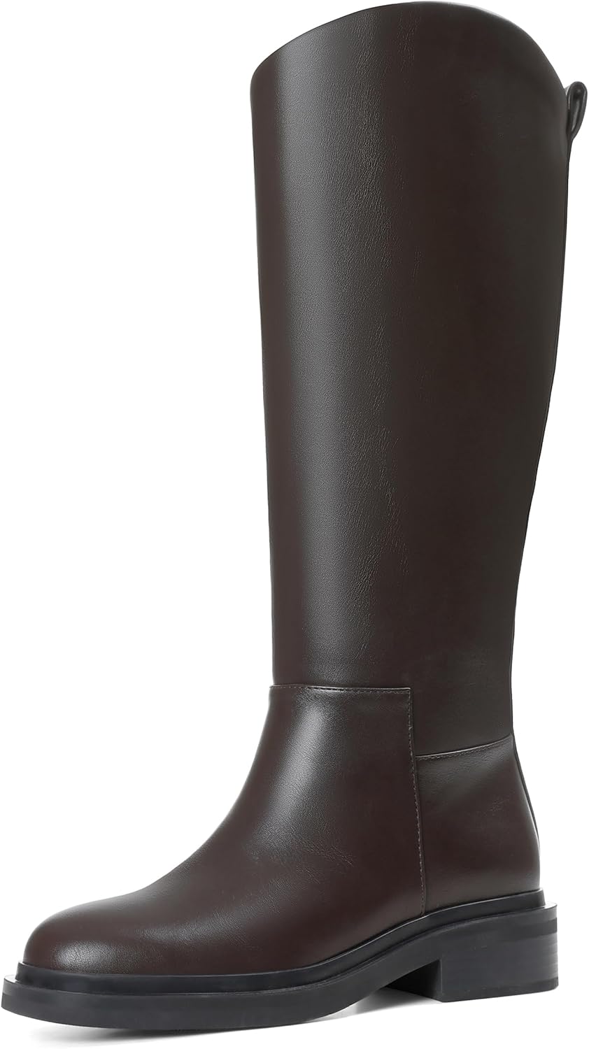 Knee High Boots Women Flat - Round Toe Comfort