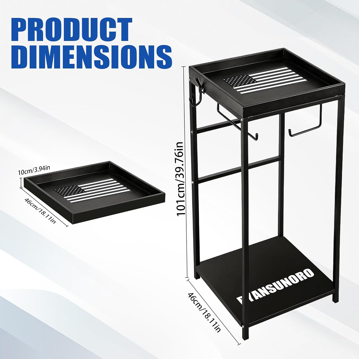Police Gear Stand, Free Standing Heavy Duty Tactical Duty Gear Stand for Vest and Belt, All Iron Frame Police Equipment Organizer with Thin Blue Line Flag Decor Officer Gift