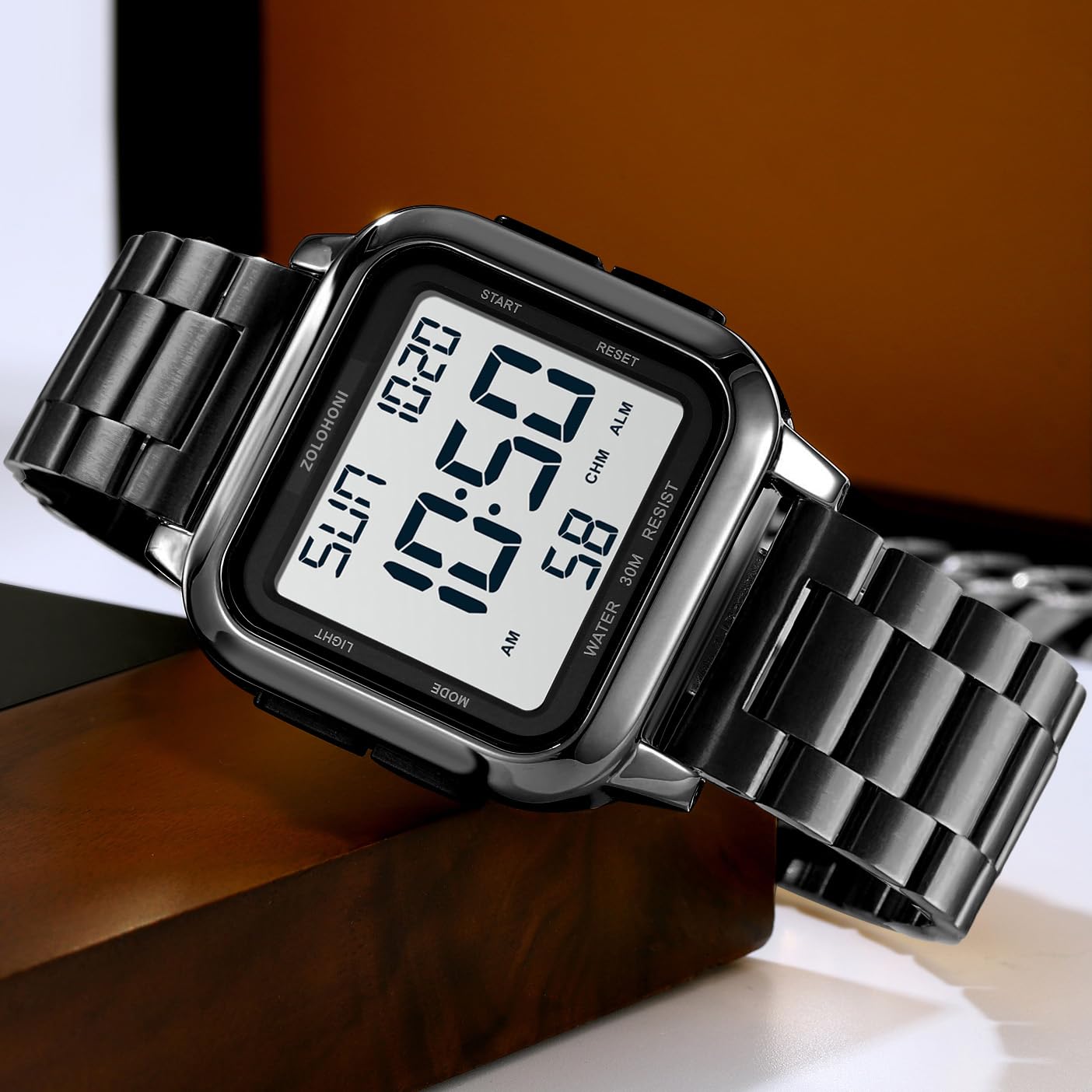Orologi impermeabili del fronte del grande quadrante dei numeri dell'orologio digitale degli uomini quadrati LED