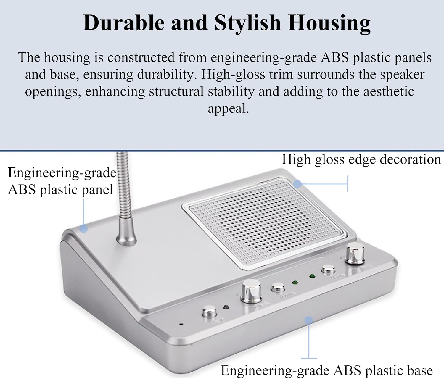 Two-Way Window Intercom, Window Speaker Amplifier, Adjustable Volume, Support External Microphone and External Recording, Suitable for Multiple Scenarios