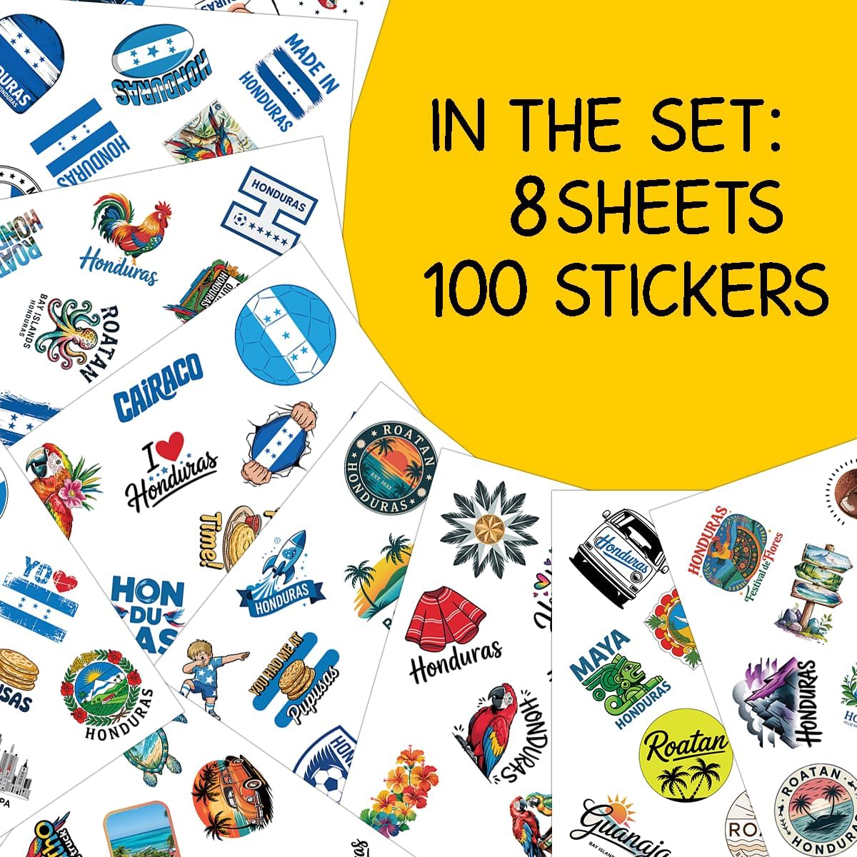 100PCS Honduras Stickers – Roatan Vinyl Waterproof Decals for Laptop, Water Bottle, Travel Scrapbook, Luggage, Car, Culture Aesthetic Sticker image 2