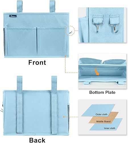 Miniatura 247 de Surblue - Organizador de cama colgante para mesita de noche, bolsa de almacenamiento, bolsillo para literas y camas de hospital, dormitorios Z-Zebra