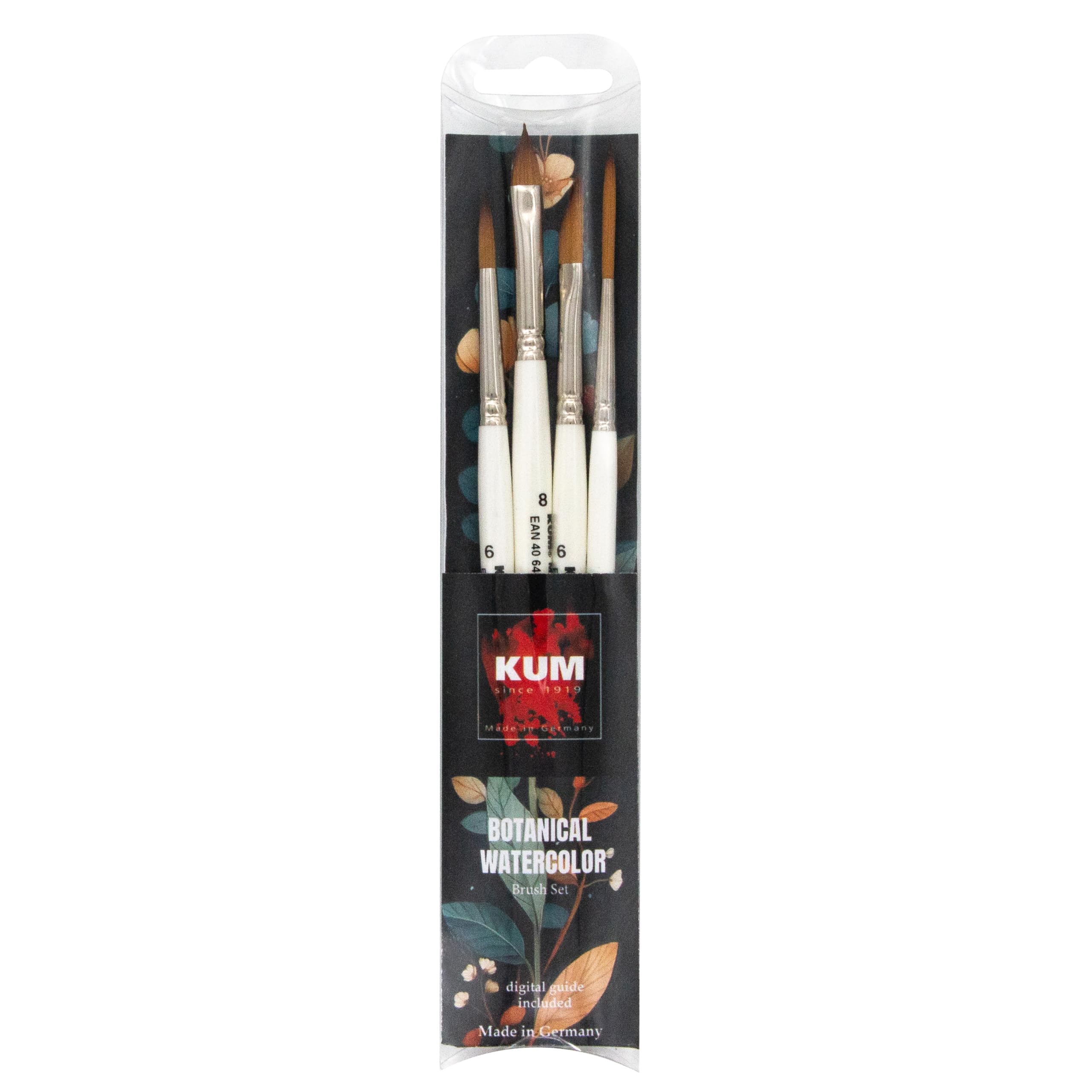 KUM 5148016 - Botanical Watercolour Brush Set, 4 Brushes for Watercolour Painting