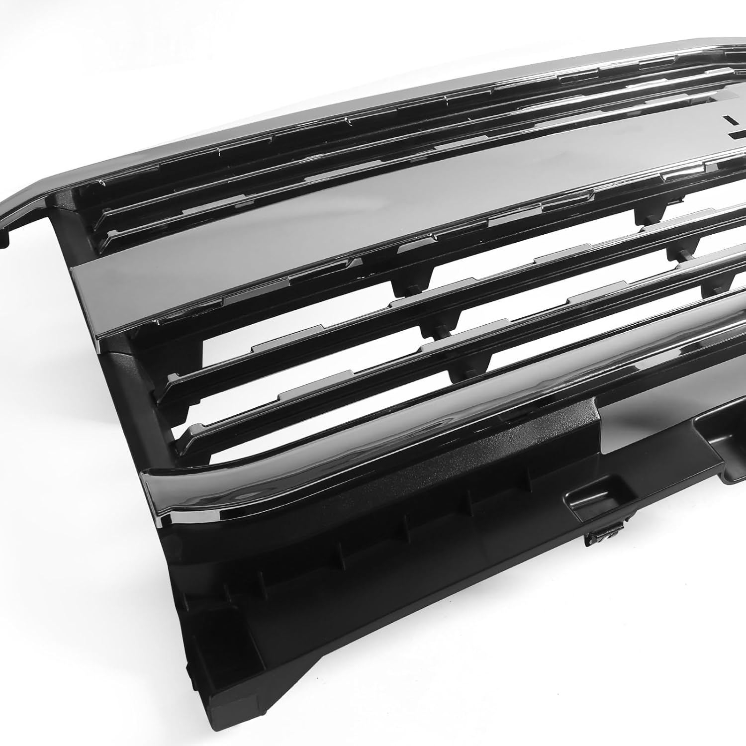 JOLONG Front Bumper Upper Hood Grille for Chevy Silverado 2500 3500 HD 2015-2019 Replacement for 23335302 23335298 GM1200839 (Silvery & Black)