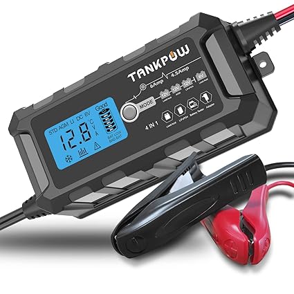 TANKPOW 6 Amp and 4.5 Amp Automatic Smart Charger,6V and 12V Portable Battery Charger,14.4v Lithium(LiFePO4) Battery Charger,Battery Maintainer with 12V DC Convertor Mode