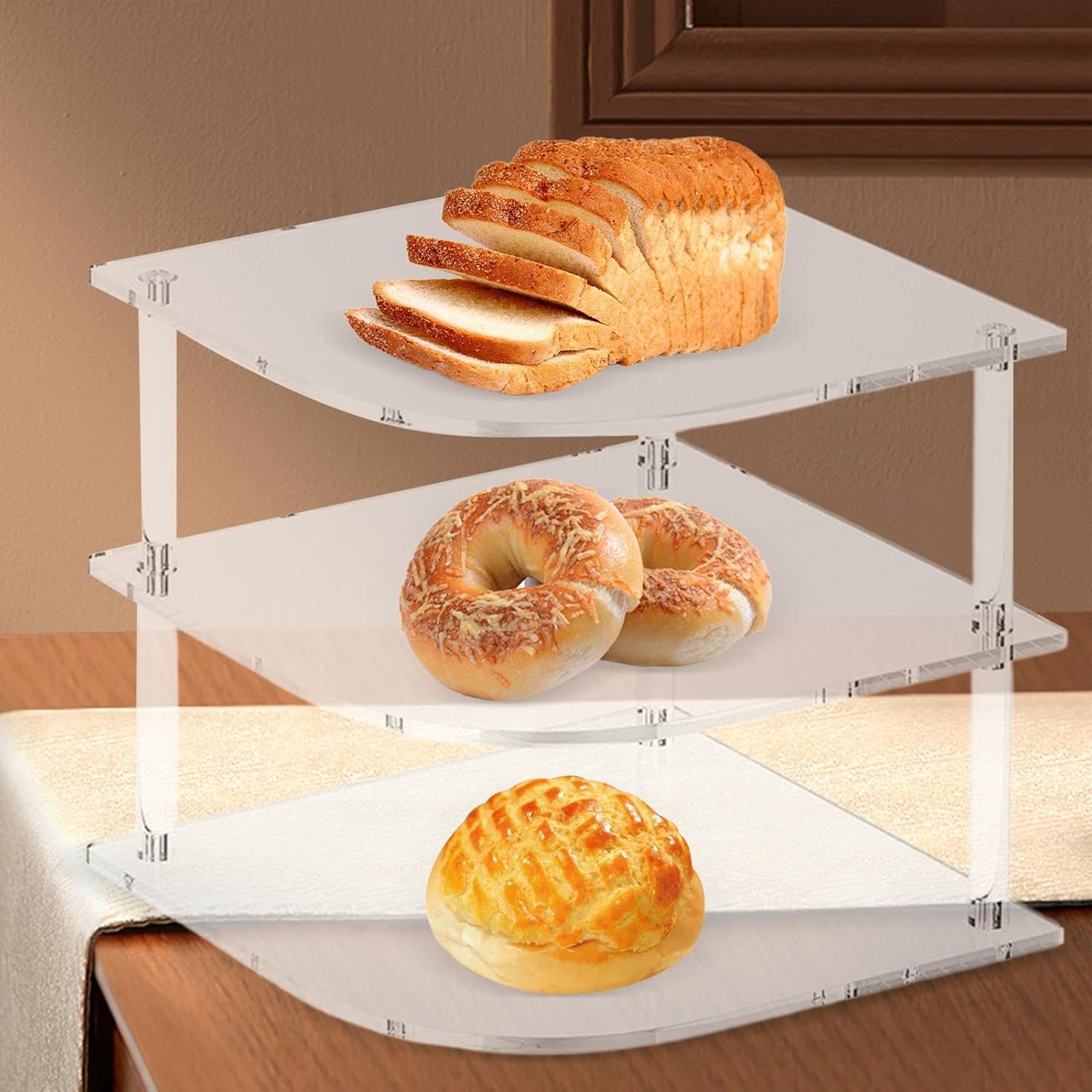 Clear Acrylic Shelves - 3 Tier Organizer for Bathroom Storage | Non Slip Space Saving Stand with Transparent Finish & Modern Style for Toiletries, Kitchen Cabinet, Countertop and Home Décor