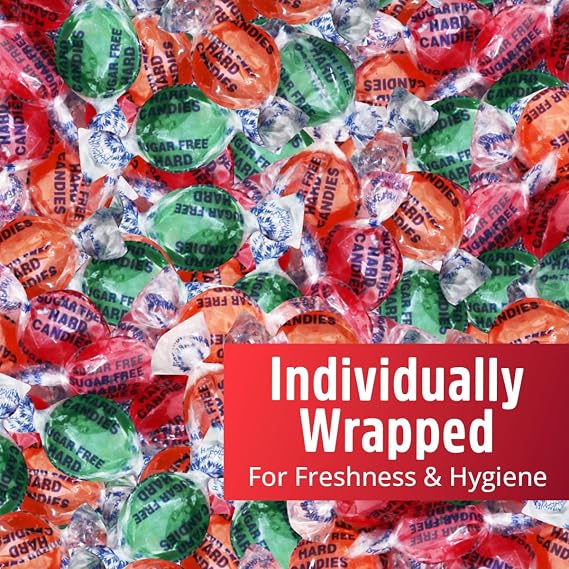 Sweetside Assorted Hard Candy Sugar Free, 1lb Pack of Bulk Hard Candy Individually Wrapped, Perfect Sugar Free Hard Candies for Candy Bowls, Party Favors, Office Treats, Halloween Candy and Gift Assortments
