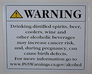 California Prop 65 Alcohol Warning Sign (White, Rust Free Aluminium 10X12)