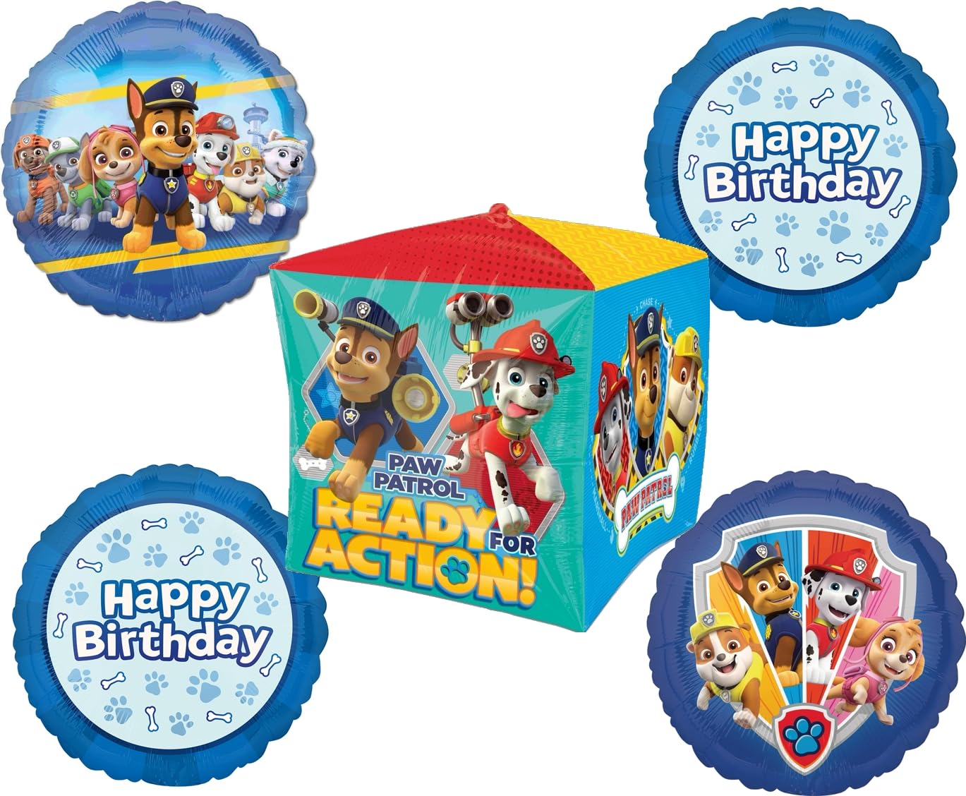 Anagram Paw Pups on Patrol Birthday Party Supplies Cubez Chase Rubble Marshall Skye and Everest Balloon Bouquet Decorations