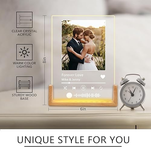 Miniatura 5 de Envío al día siguiente, regalos personalizados para novia, placa de música personalizada, marco de fotos personalizado para pareja, novio, él,