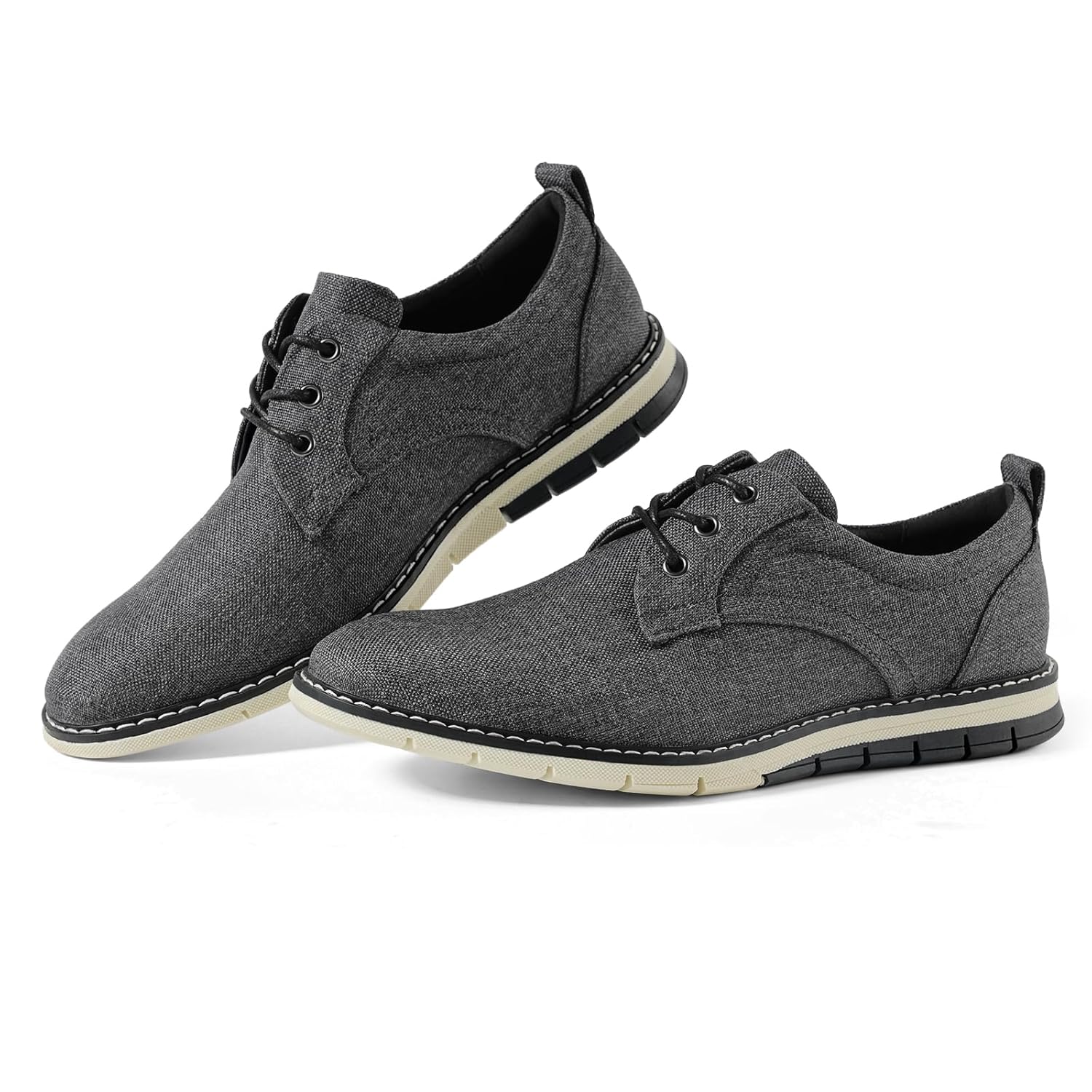 Mens Black Dress Shoes - Stylish Canvas Casual Shoes for Men - Classic Lace Up Derby Shoes Black