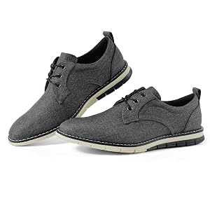 Mens Black Dress Shoes - Stylish Canvas Casual Shoes for Men - Classic Lace Up Derby Shoes Black
