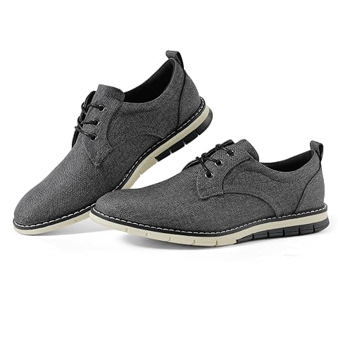 Mens Black Dress Shoes - Stylish Canvas Casual Shoes for Men - Classic Lace Up Derby Shoes Black