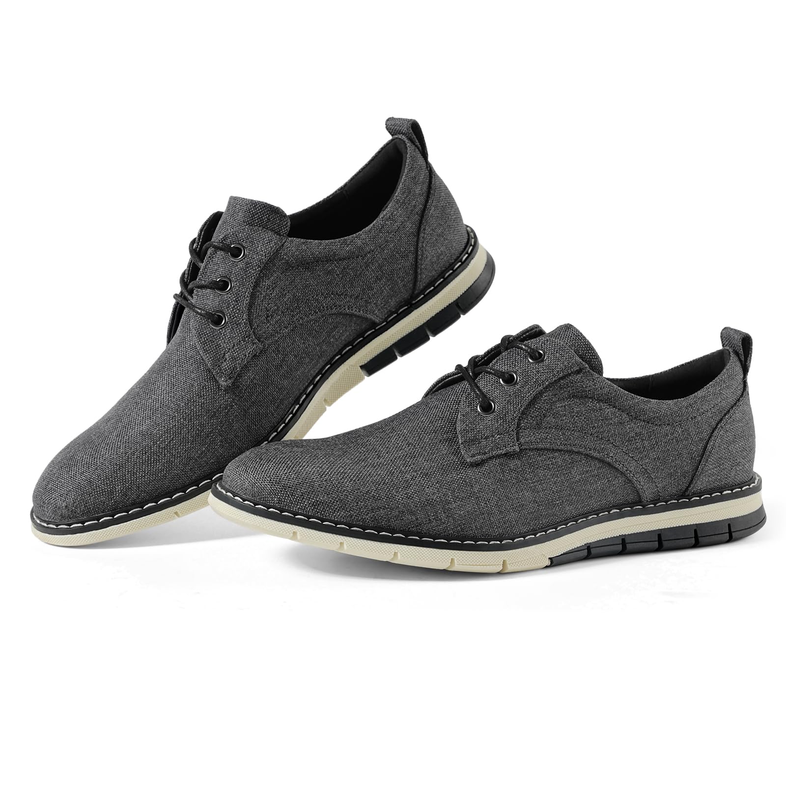 Mens Black Dress Shoes - Stylish Canvas Casual Shoes for Men - Classic Lace Up Derby Shoes Black