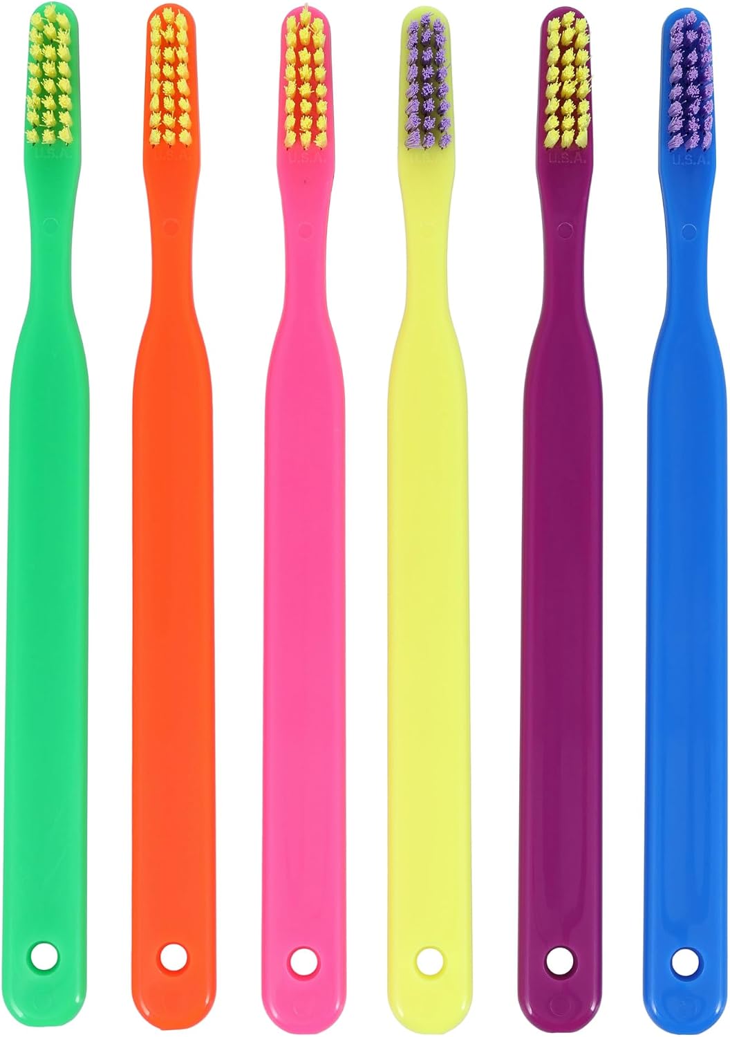 Henry Schein Acclean Child Toothbrush, Assorted Neon Colors, 24-Tuft Narrow Head, Soft Bristles, Manual Straight Handle, Individually Wrapped, 72 per Box