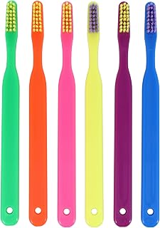 Acclean Kids Manual Toothbrush, Soft Bristles, Assorted Neon Colors, 6 Ct | Individually Wrapped, 24-Tuft Design, Rounded Diamond-Polished Bristle Tips, Narrow Head for Hard-To-Reach Teeth and Molars