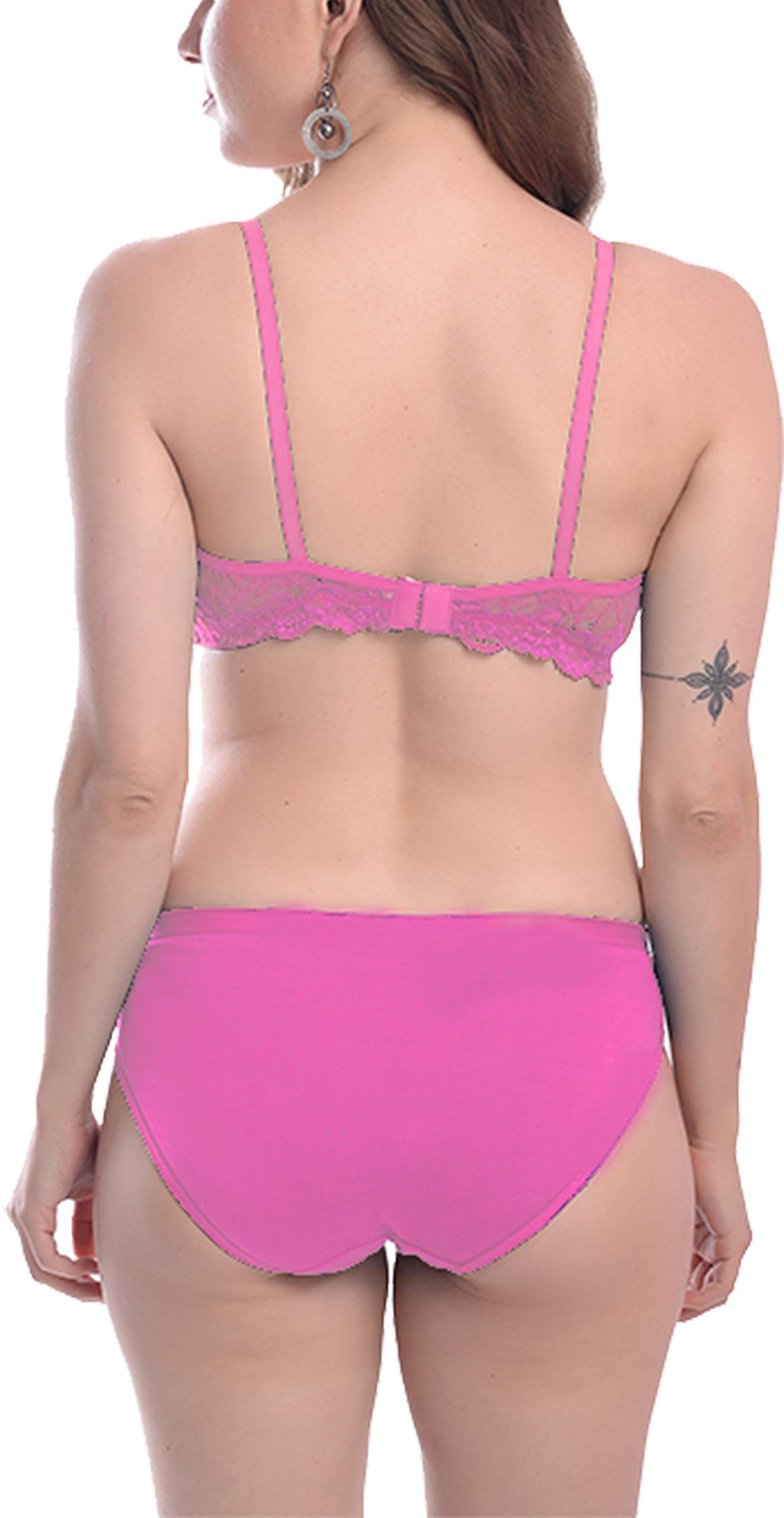 FIMS - Fashion is my style Conjunto acolchado de encaje de algodón sin aros para mujer, camiseta de cobertura completa, push up, adolescente, regular, cómodo, paquete combinado, copa multicolor B