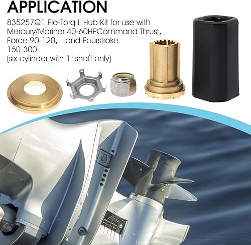 Miniatura 3 de Flo-Torq II Hub Kit de reemplazo 835257Q1 para motores Mercury 60-300 HP para unidades Mercruiser Alpha Bravo One