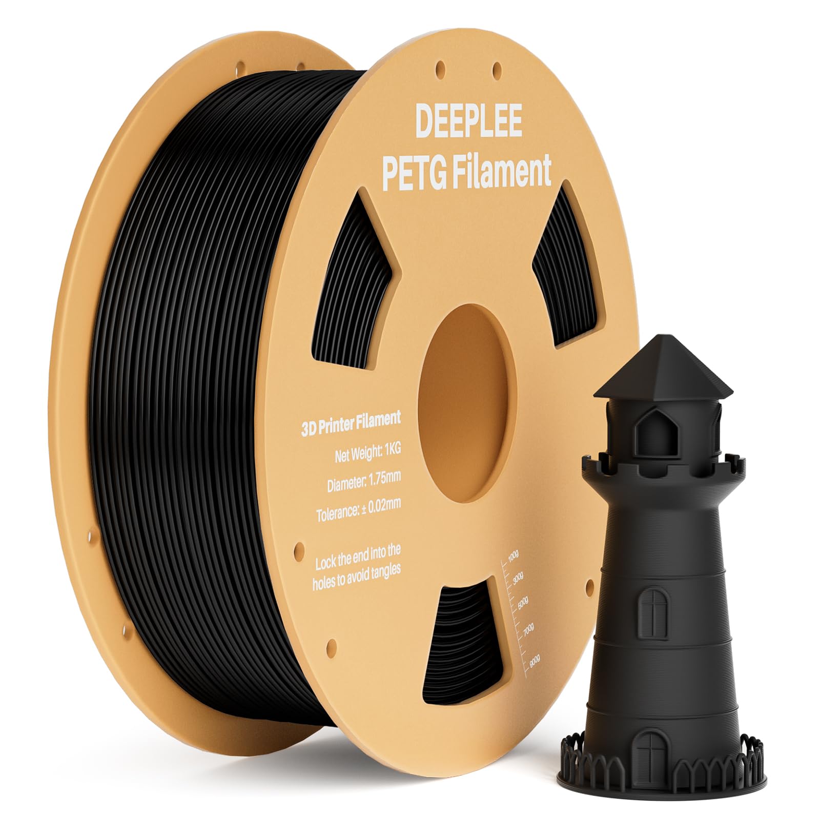 DEEPLEE PETG 3D Printer Filament 1.75mm 1KG, Dimensional Accuracy +/- 0.02 mm, High Toughness & Impact Resistance PETG Filament Fits FDM 3D Printers,