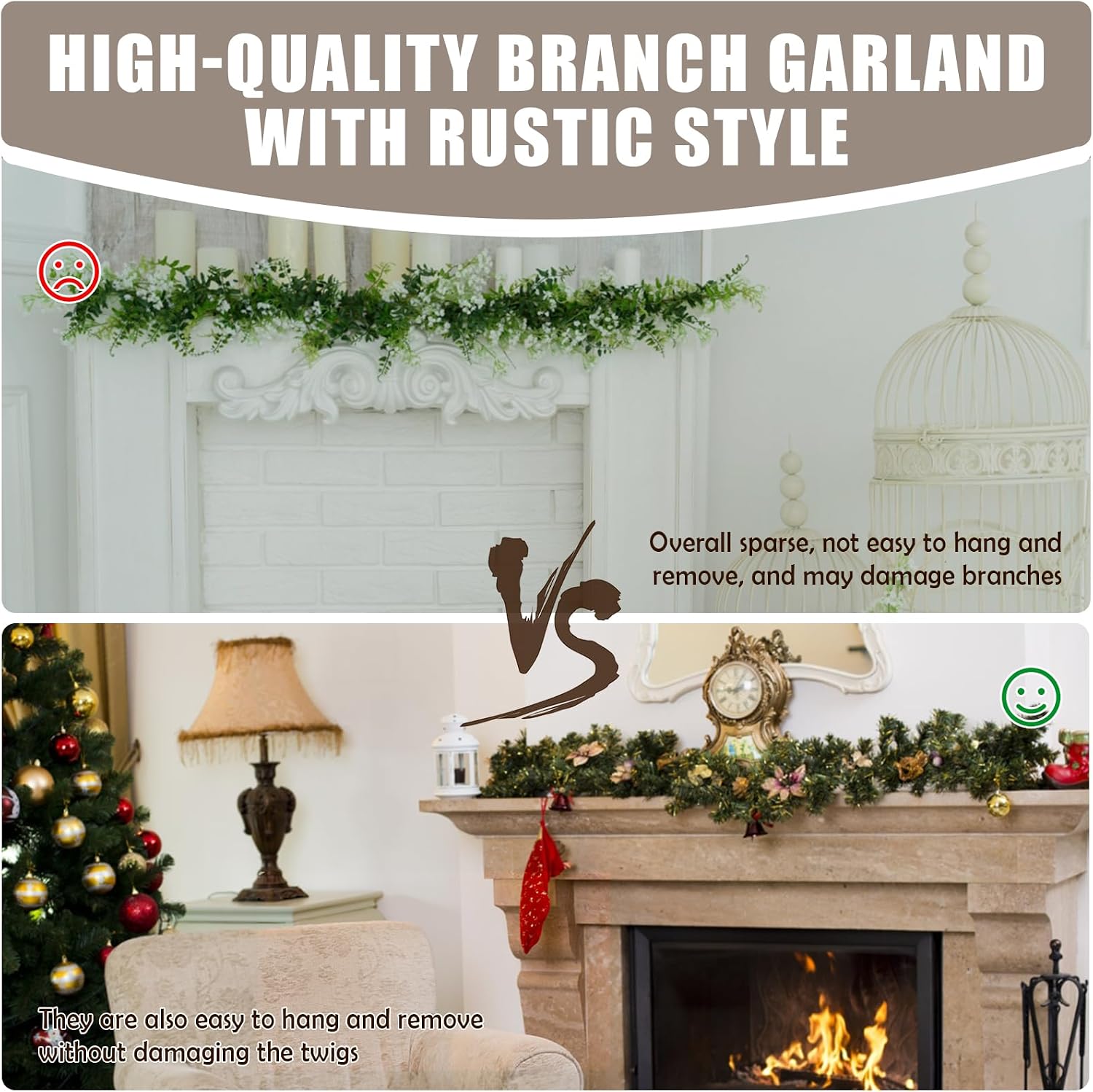Natural Grapevine Garland 6 FT - DIY Crafts Grapevine Vine Twig Wreath Making Supplies for Decors - 2 Pack