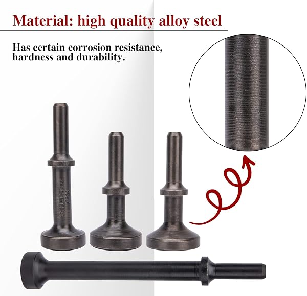 Smoothing Air Hammer Bits Set, 5Pcs Smoothing Air Hammer Tool Kit Air Hammer Atachments Air Chisel Bits, Extended Length Pneumatic Hammer Bit with Spring, Power Hammer Drills Tools & Home Improvement - 4