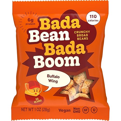 Bada Bean Bada Boom - Proteína a base de plantas, libre de gluten, vegana, sin OGM, libre de soya, Kosher, bocadillos de habas tostadas anchas, 1