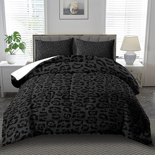 Black Cheetah Print Comforter Set Queen Girls Animal Black Leopard Print Comforter Boys African Leopard Bedding Set Queen African Cheetah Bedding Room Decor