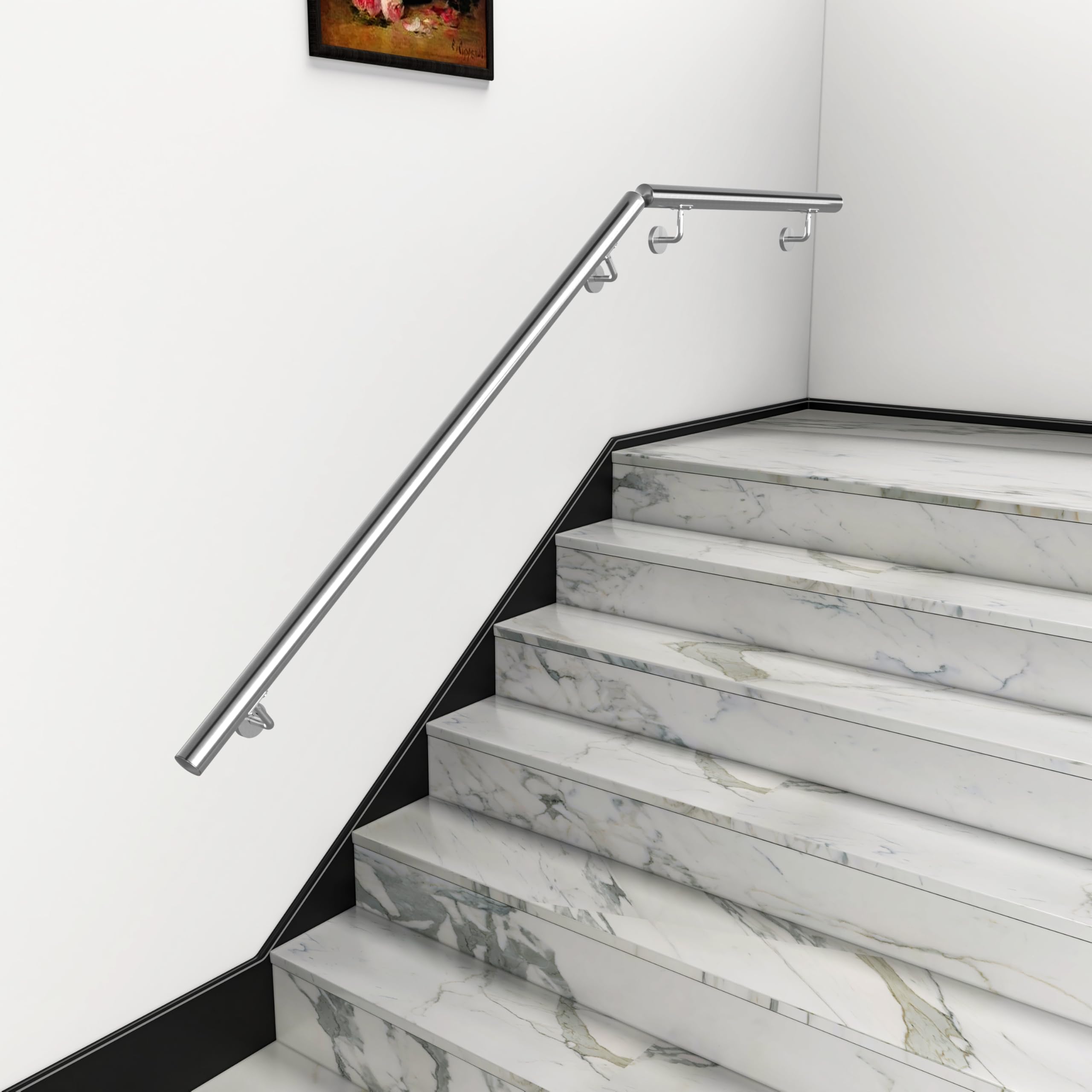 Aica Handlauf Edelstahl Außentreppe, Wandhandlauf, Treppengeländer Edelstahl Innen und Außen, Länge: 200 cm, Durchmesser: 4,24 cm
