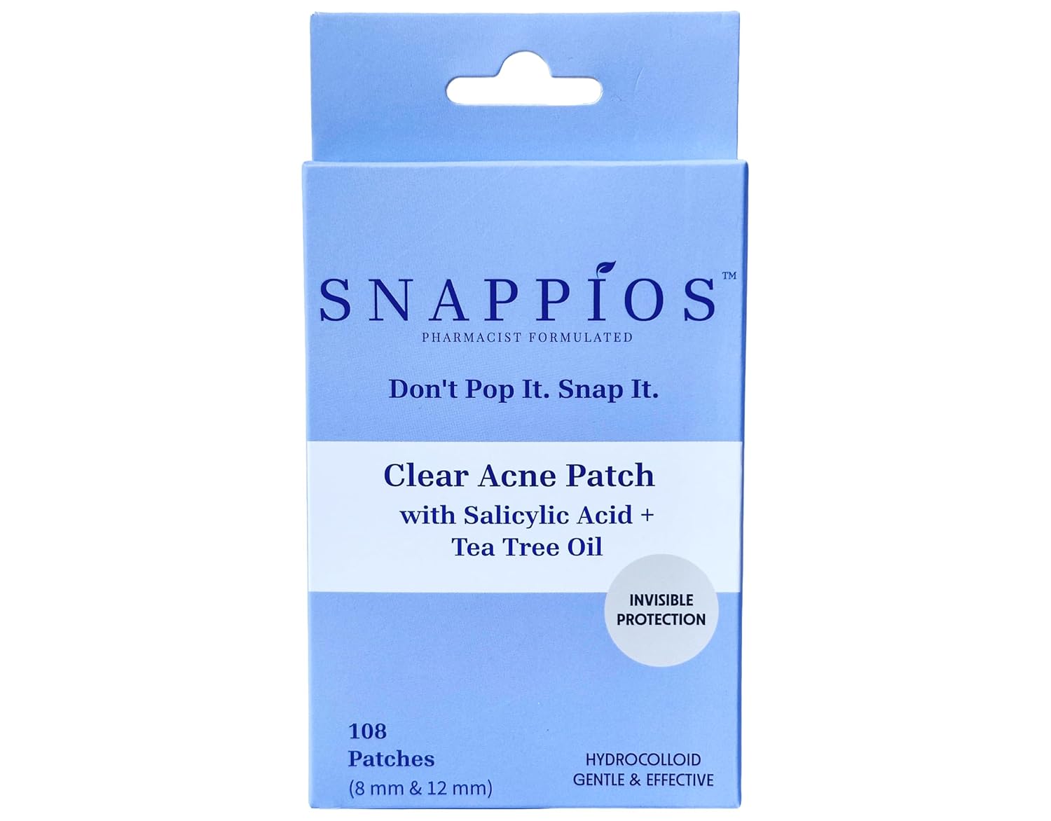 Clear Acne Patches Pharmacist Formulated Hydrocolloid Pimple Stickers with Salicylic Acid Tea Tree Oil 108 Count 8 mm
