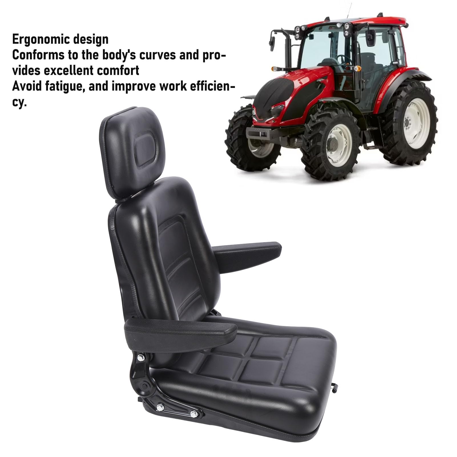 Aramox Gabelstaplersitz 3 Fach Verstellbar Schwarz Für Traktor Bagger