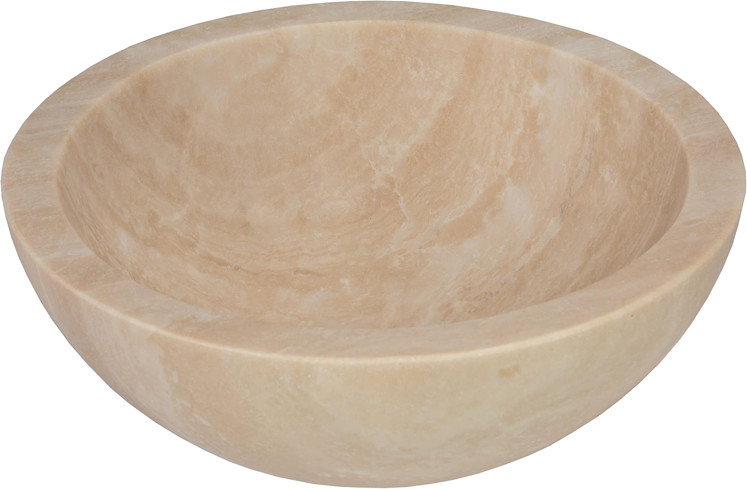 Eden Bath Round Small Thick Rim Vessel Sink, Honed Beige Travertine - Stylish Bathroom Sink
