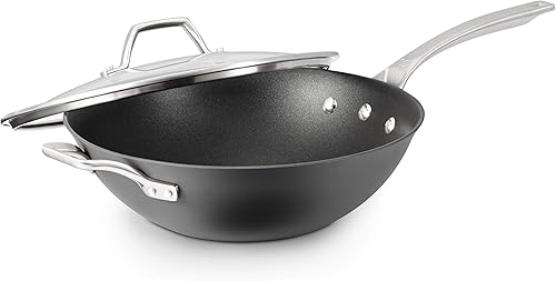 Calphalon Signature wok de fondo plano antiadherente anodizado duro Antiadherente 12 Negro Calphalon Signature wok de fondo plano antiadherente anodizado duro Antiadherente 12 Negro