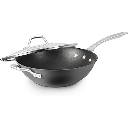 Calphalon Signature Hard-Anodized Nonstick 12-Inch Flat Bottom Wok with Cover